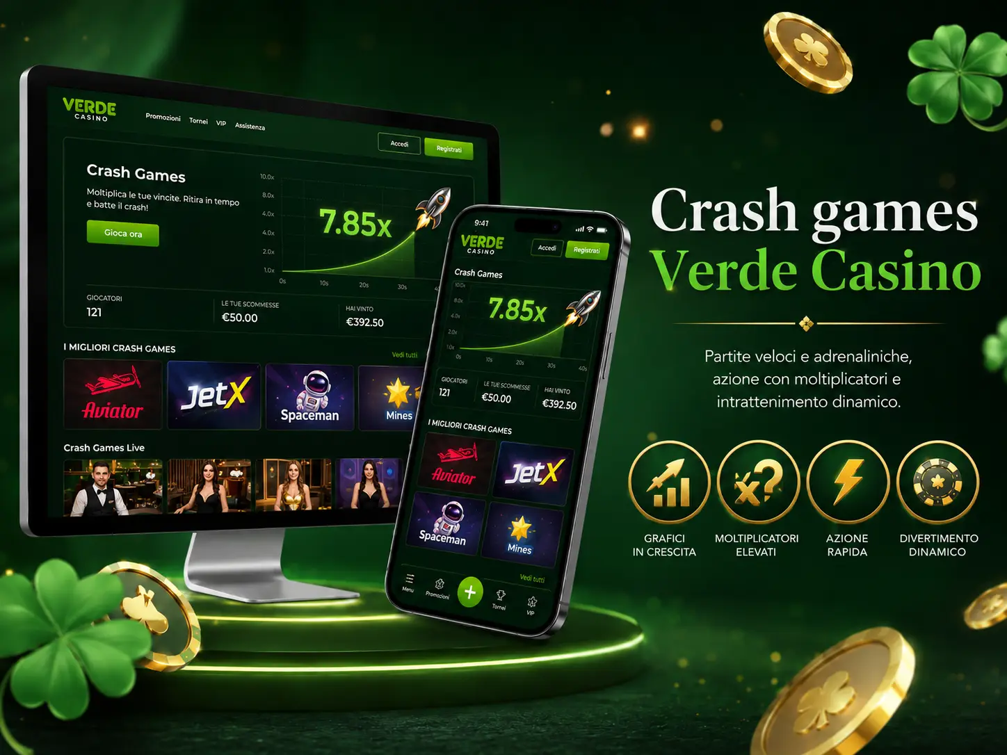 Crash games popolari su Verde Casino